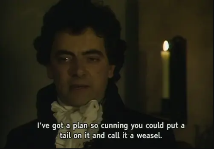 I too have a cunning plan! Blackadder saying: I've got a plan so cunning you could put a tail on it and call it a weasel